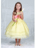 A-line Organza Tea Length Tiered Flower Girl Dress With Flower Sash